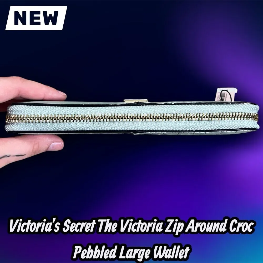 NEW Victoria’s Secret The Victoria Zip Around Croc Pebbled Large Wallet - Picture 5 of 6